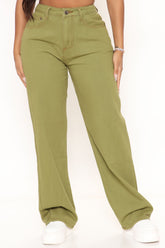 Soho Sunrise High Rise Straight Leg Jeans - Olive Ins Street